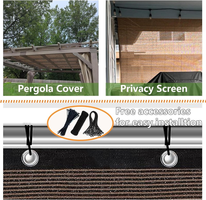 POYEE 90% 10x15ft Sun Shade Cloth for Outdoor Deck Backyard Patio Garden Pergola Cover Canopy Mocha - Image 5